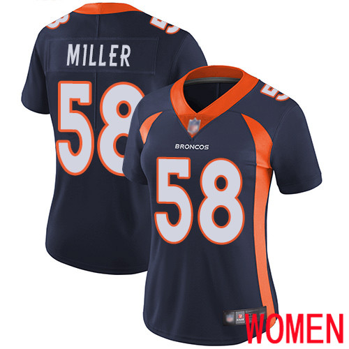 Women Denver Broncos #58 Von Miller Navy Blue Alternate Vapor Untouchable Limited Player Football NFL Jersey->women nfl jersey->Women Jersey